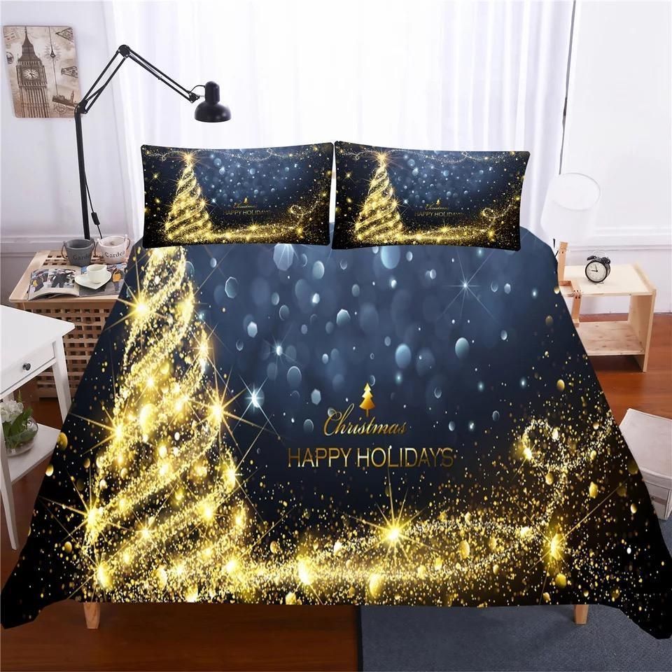 christmas santa claus lightning pine tree bedding set bedroom decor 2099