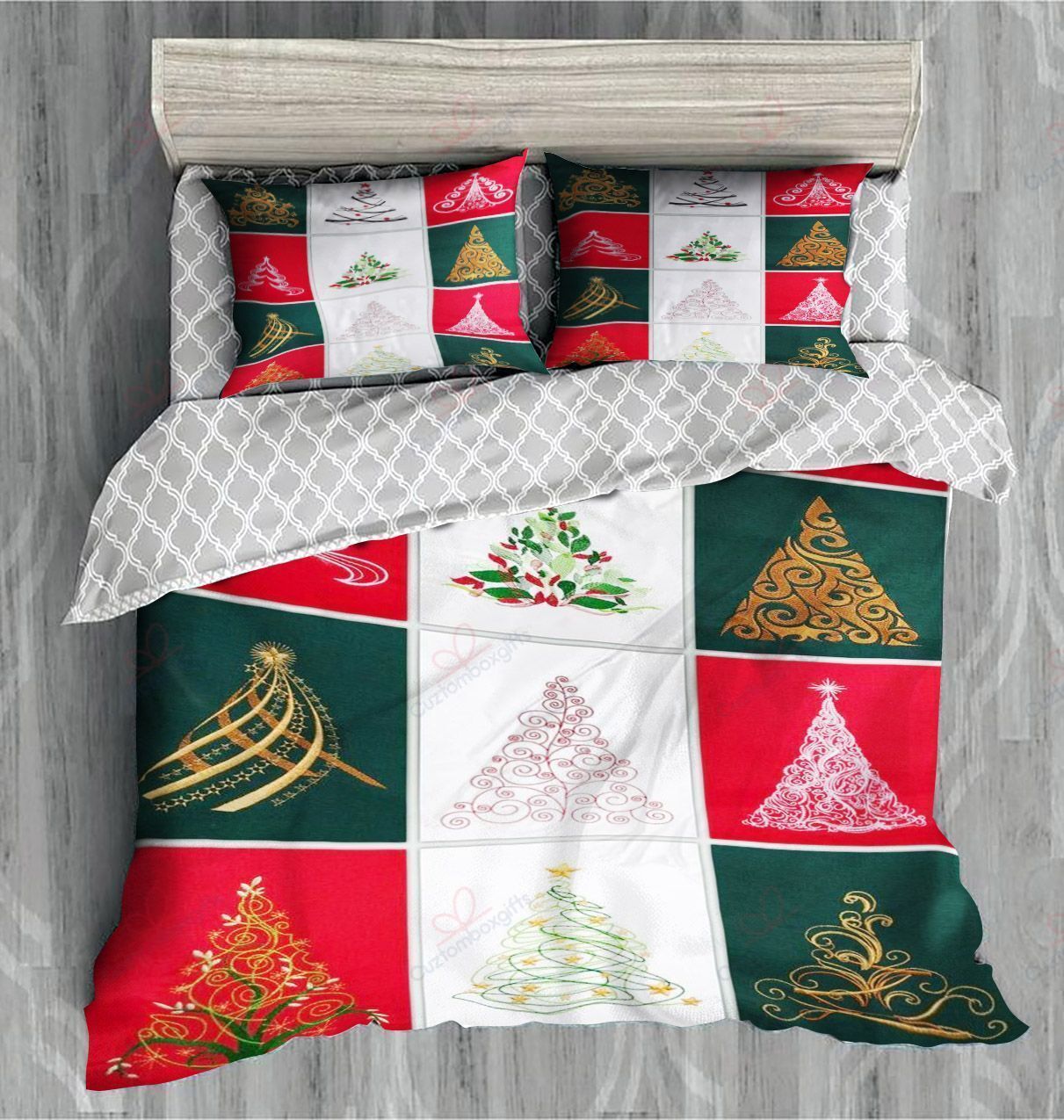 christmas tree printed bedding set bedroom decor 1700