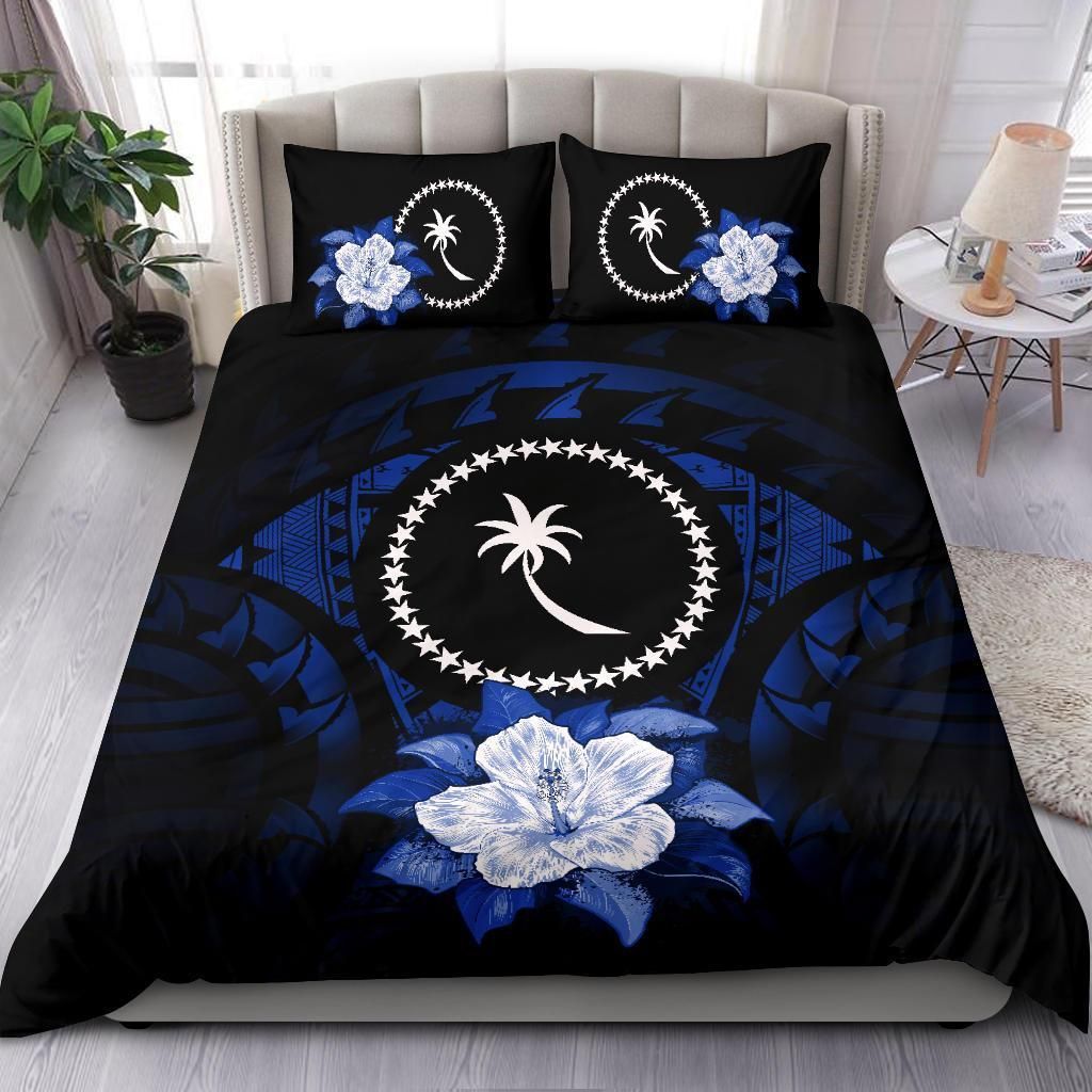 chuuk hibiscus dark blue bedding set bedroom decor 8045