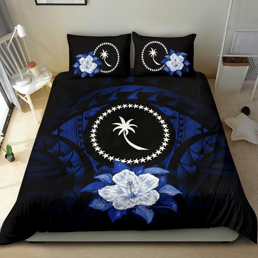 chuuk hibiscus dark blue bedding set bedroom decor 8173