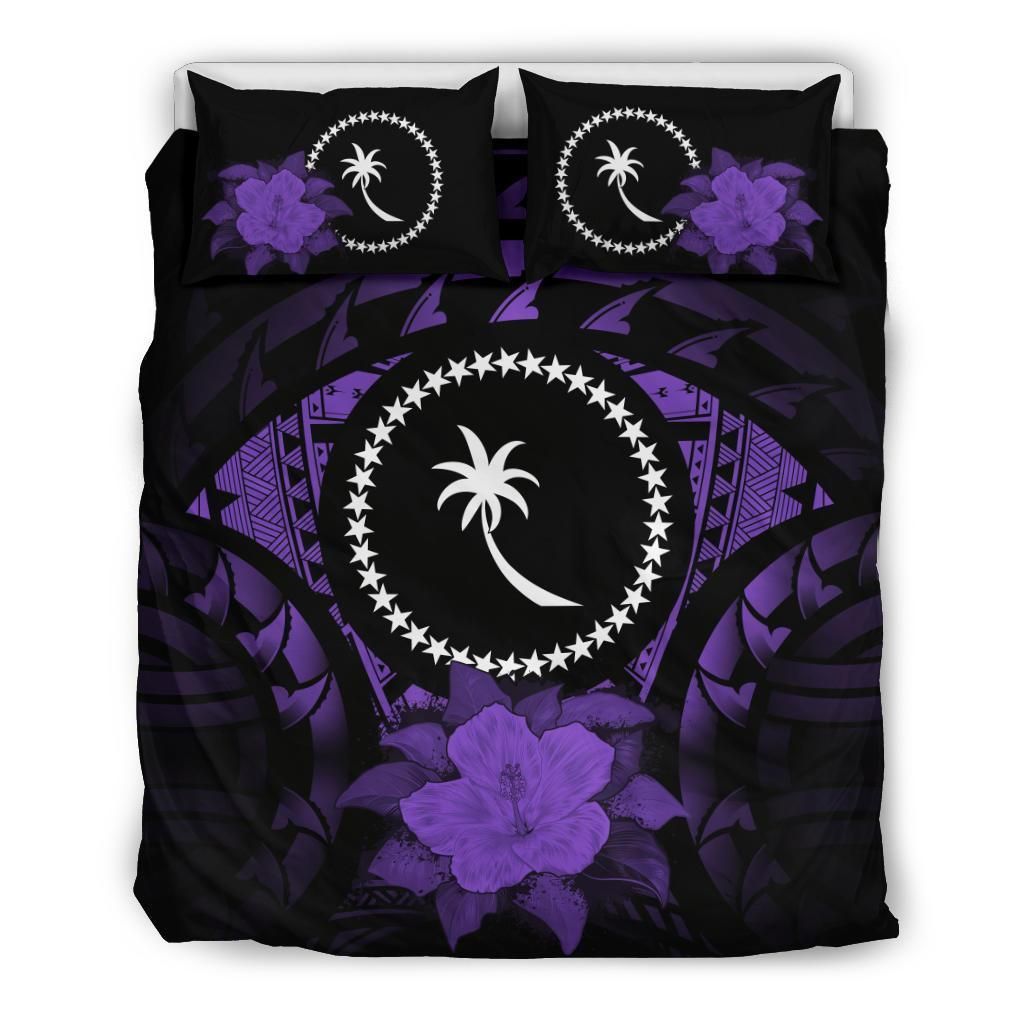 chuuk hibiscus purple and black bedding set bedroom decor 1243