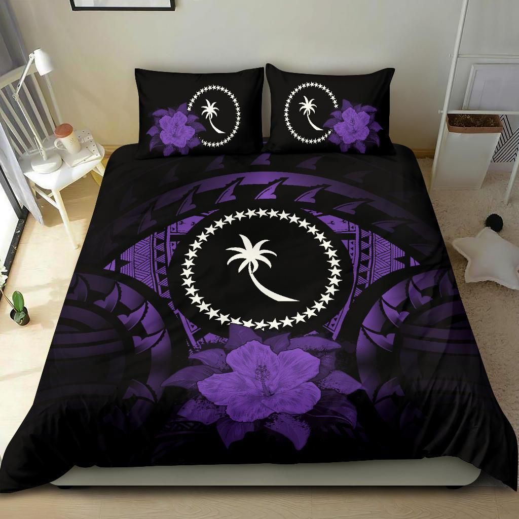 chuuk hibiscus purple and black bedding set bedroom decor 1941