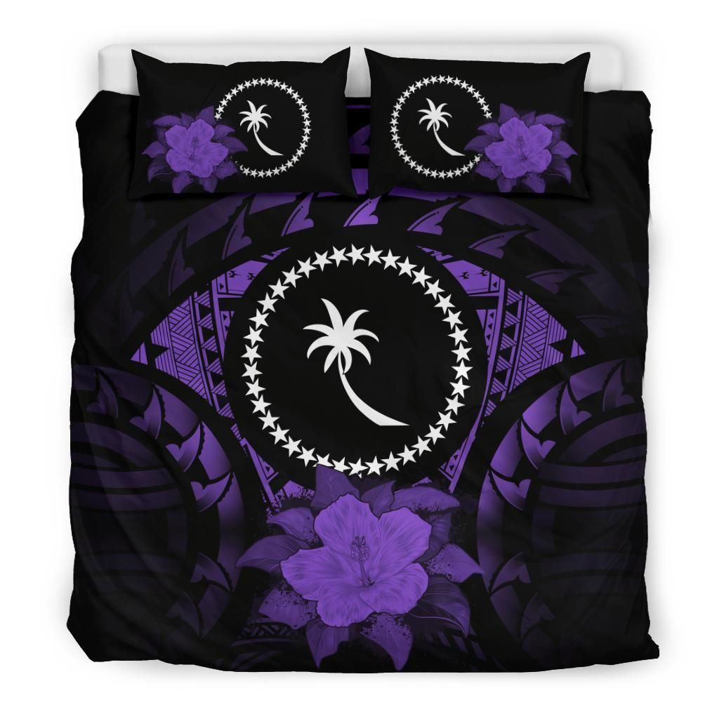 chuuk hibiscus purple and black bedding set bedroom decor 2737