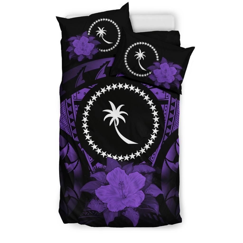 chuuk hibiscus purple and black bedding set bedroom decor 5139