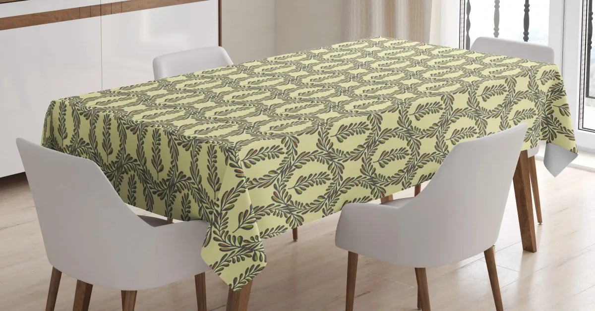 circle vivid leafy branches 3d printed tablecloth table decor 1384