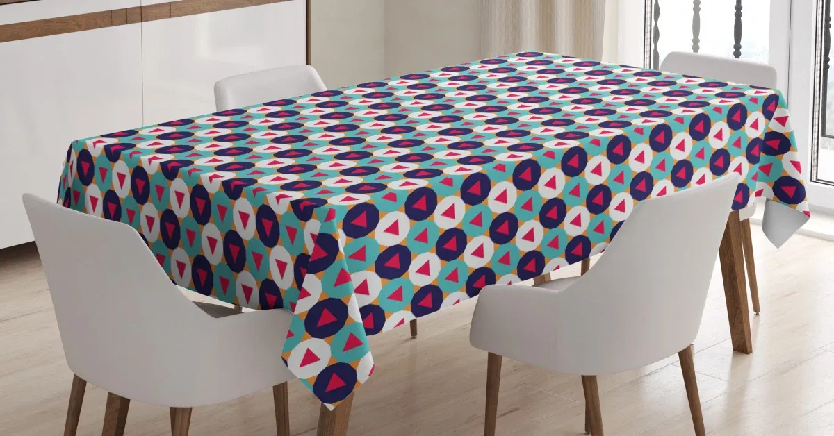 Circular Polygonal Motifs In Trinagles 3D Printed Tablecloth Table Decor circular polygonal motifs in trinagles 3d printed tablecloth table decor 6894