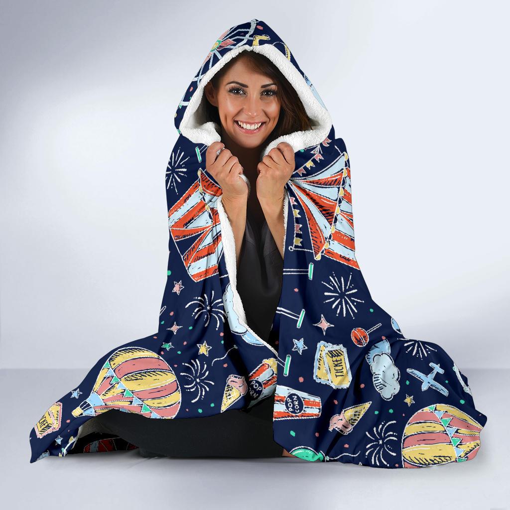Circus Dream Pattern Print Hooded Blanket Cloak Blanket circus dream pattern print hooded blanket cloak blanket 5333