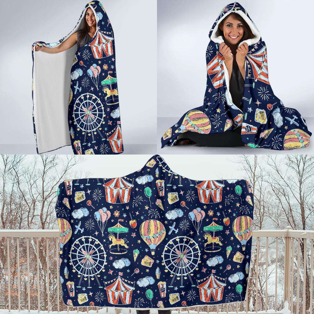 Circus Dream Pattern Print Hooded Blanket Cloak Blanket circus dream pattern print hooded blanket cloak blanket 8408