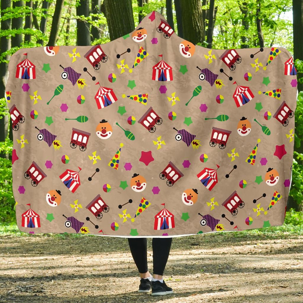 Circus Pattern Print Hooded Blanket Cloak Blanket circus pattern print hooded blanket cloak blanket 5769