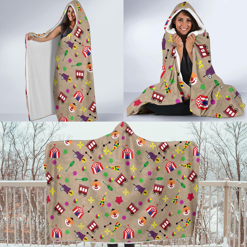 Circus Pattern Print Hooded Blanket Cloak Blanket circus pattern print hooded blanket cloak blanket 7601
