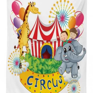 circus show with kids 3d printed tablecloth table decor 8128