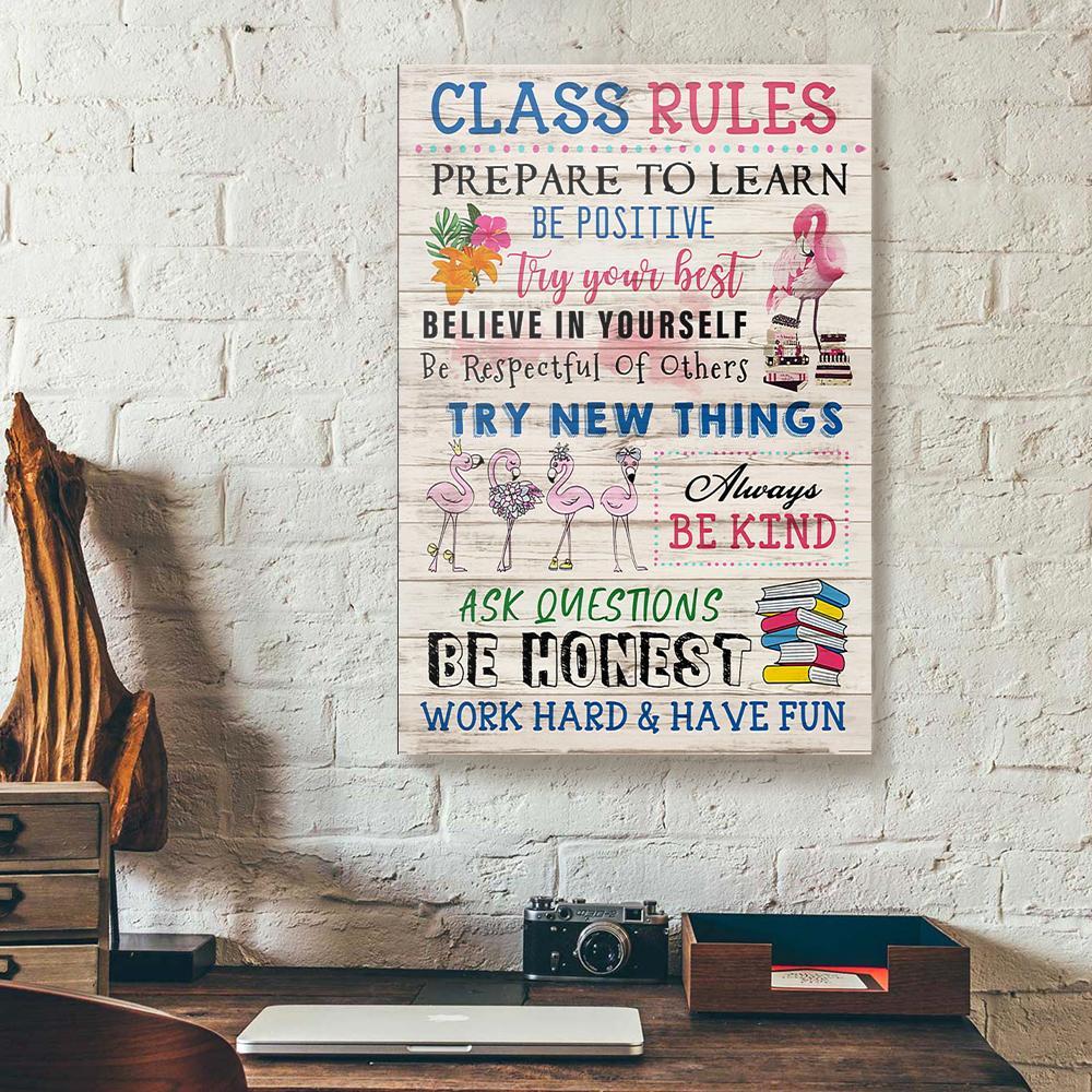 class rules flamingo canvas prints wall art decor 4876