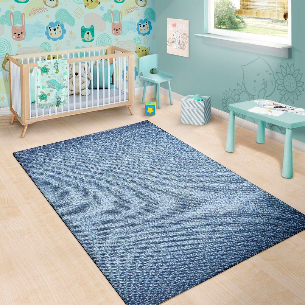 classic blue denim jeans print area rug floor decor 3374