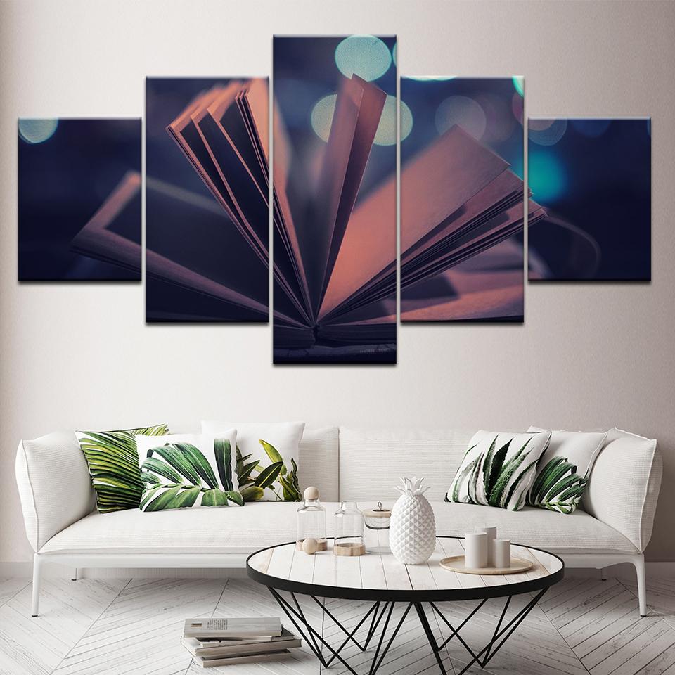 classic book abstrract 5 panel canvas art wall decor 8640