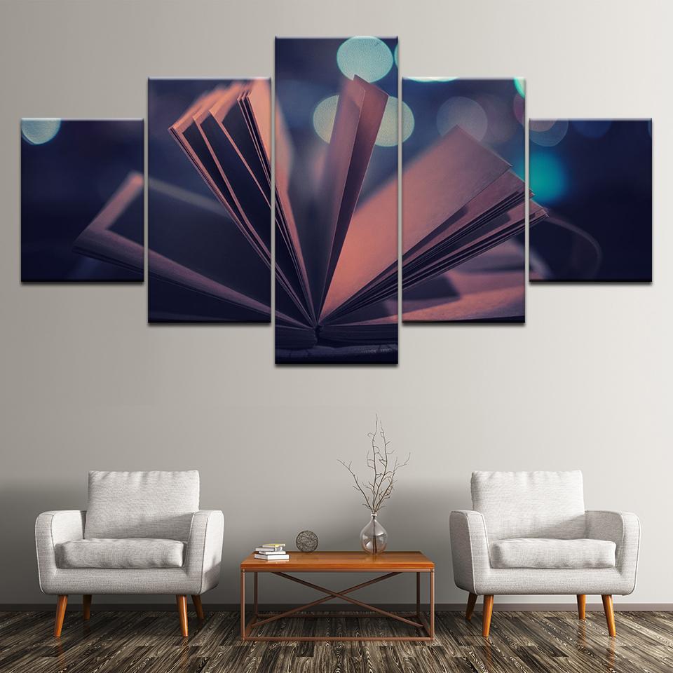 classic book abstrract 5 panel canvas art wall decor 8718