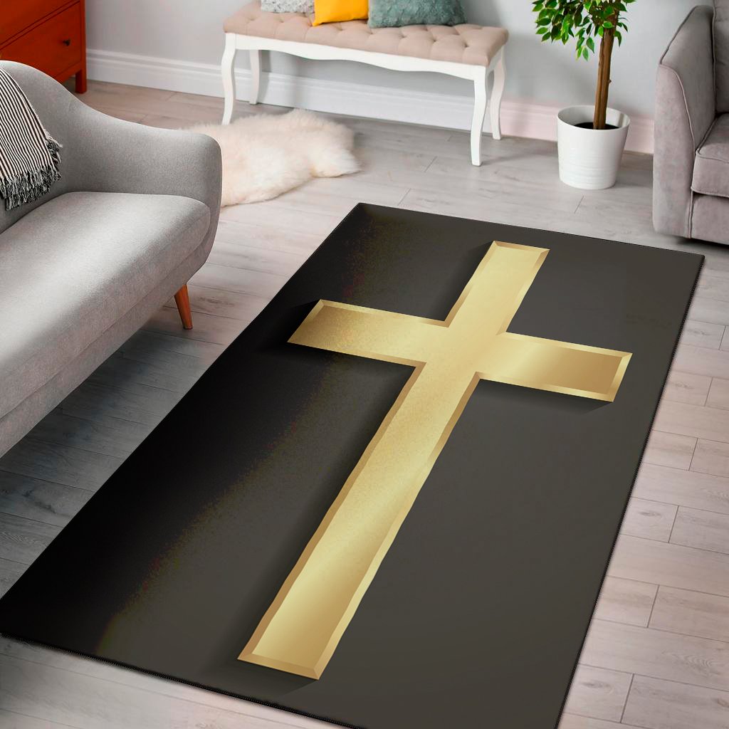 classic golden cross print area rug floor decor 2305