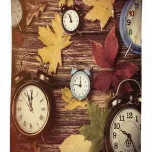 clocks with dry leaves 3d printed tablecloth table decor 3837