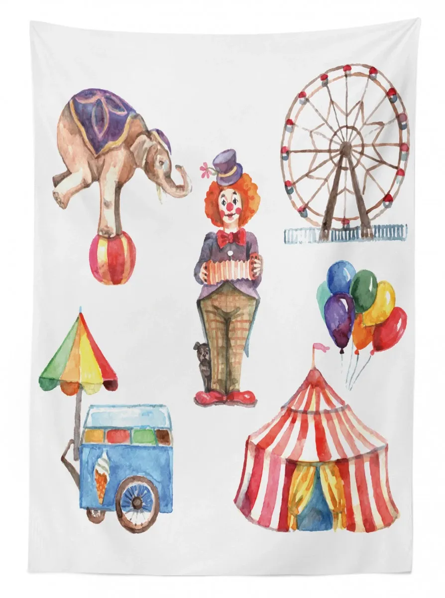 clown elephant circus 3d printed tablecloth table decor 8202