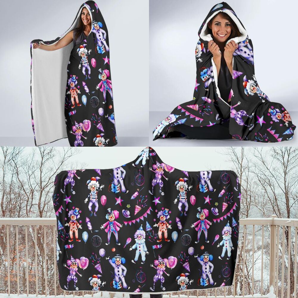 Clown Pattern Print Hooded Blanket Cloak Blanket clown pattern print hooded blanket cloak blanket 1060