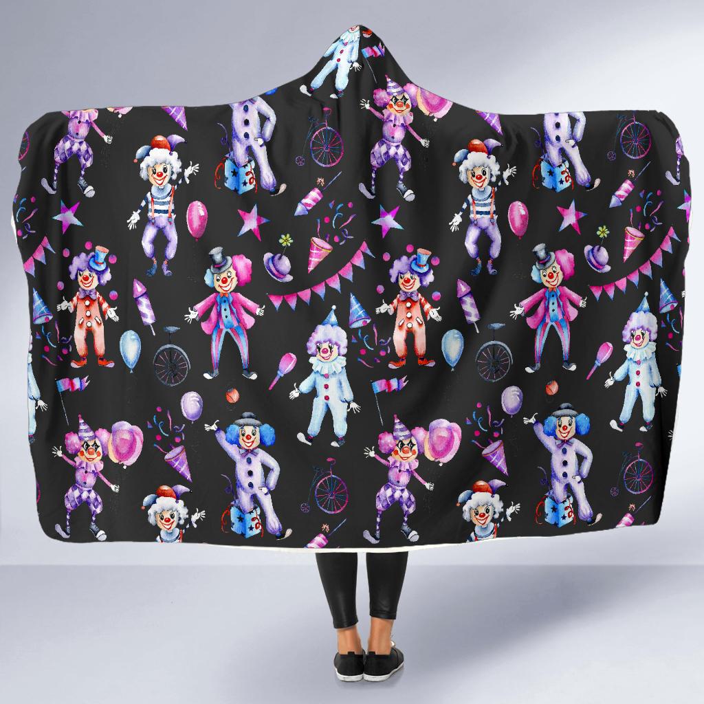 Clown Pattern Print Hooded Blanket Cloak Blanket clown pattern print hooded blanket cloak blanket 3784