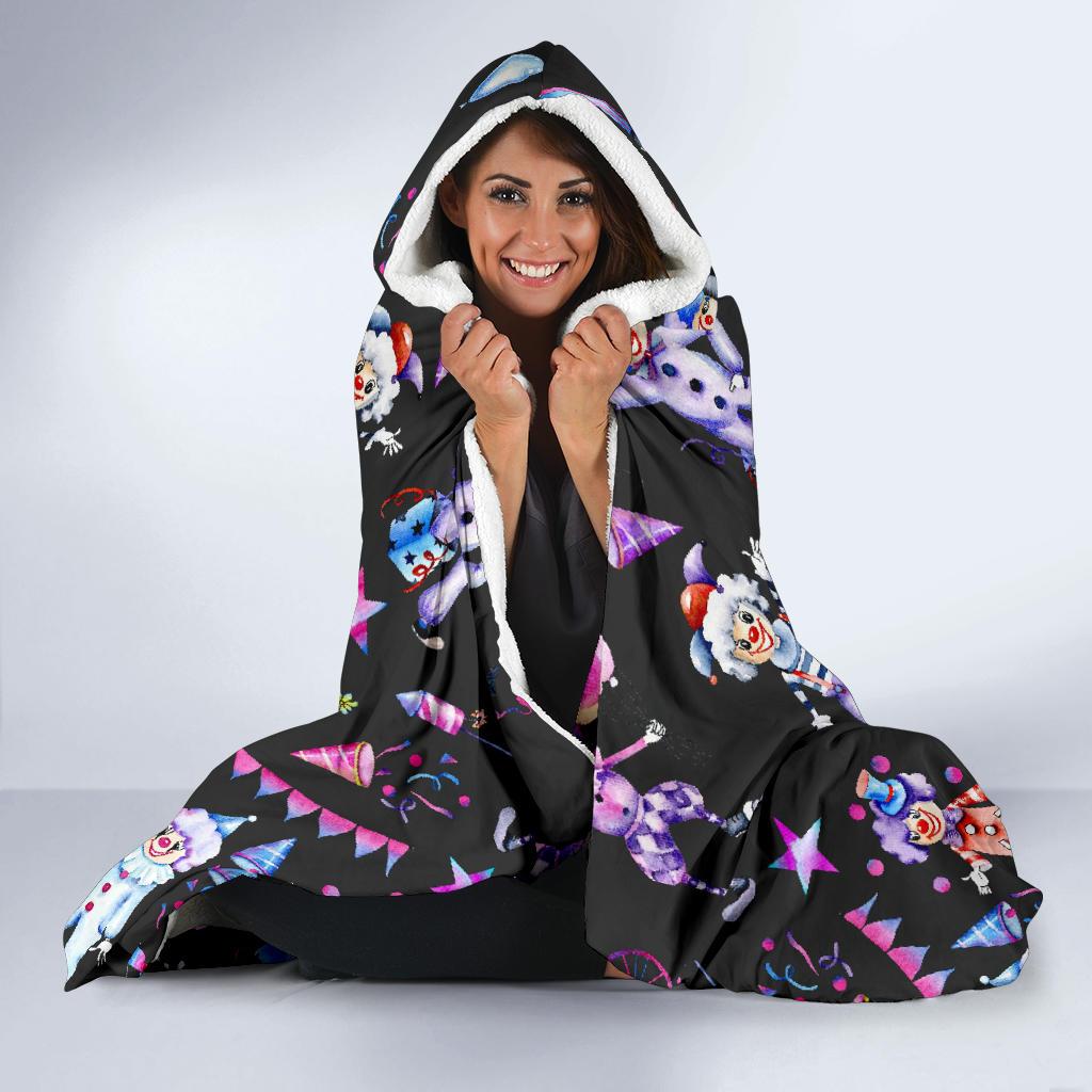 Clown Pattern Print Hooded Blanket Cloak Blanket clown pattern print hooded blanket cloak blanket 8195