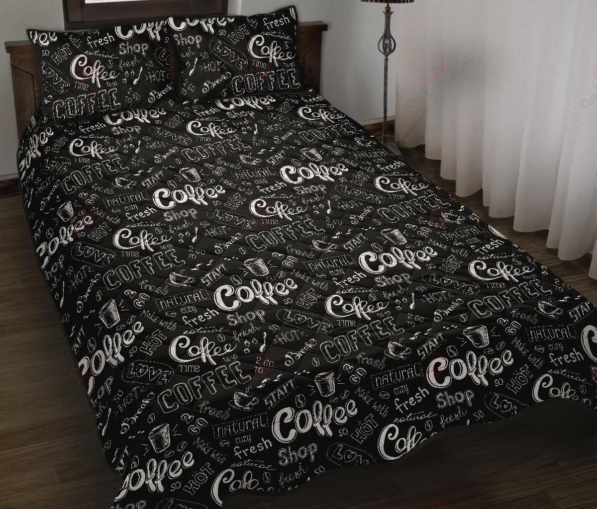 Coffee Black Pattern Printed Bedding Set Bedroom Decor coffee black pattern printed bedding set bedroom decor 3045