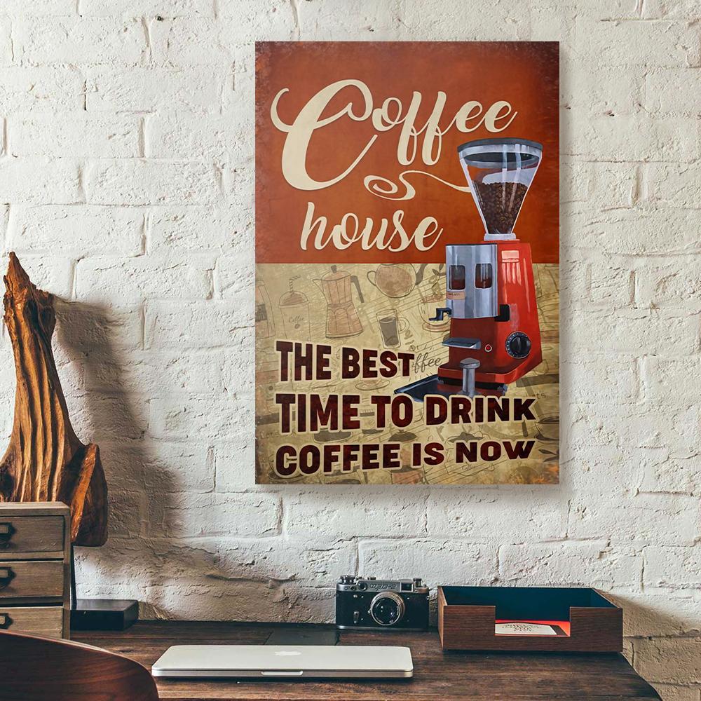 coffee house the best time to drink coffee vertical canvas prints wall art decor 3526