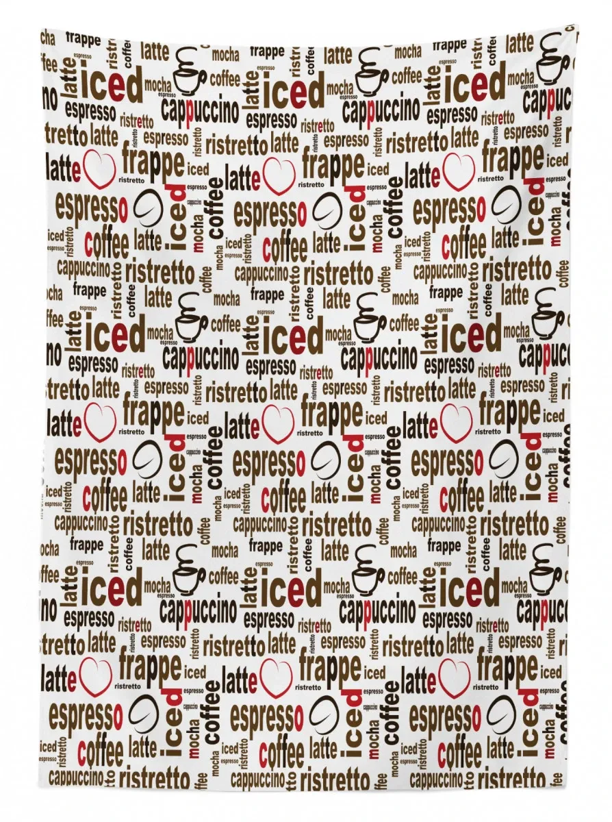 coffee words cafe shop 3d printed tablecloth table decor 5614