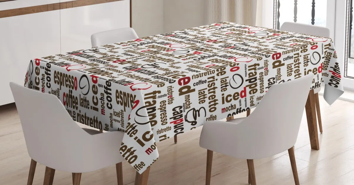 coffee words cafe shop 3d printed tablecloth table decor 7059