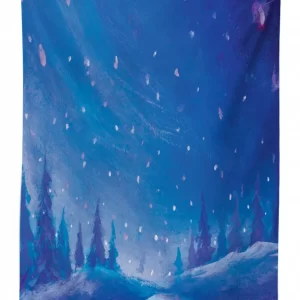 cold snowy night painting 3d printed tablecloth table decor 2990