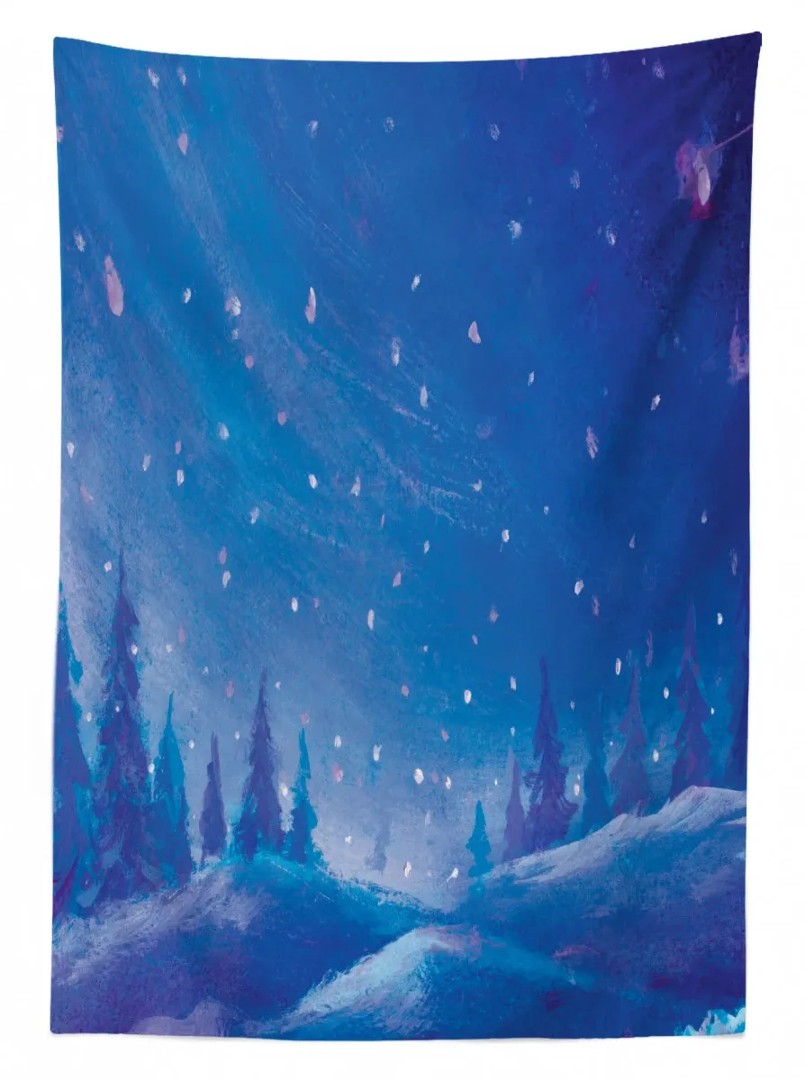 cold snowy night painting 3d printed tablecloth table decor 2990
