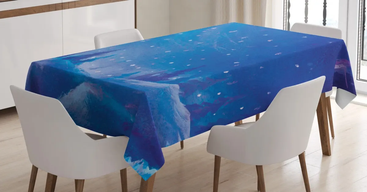 cold snowy night painting 3d printed tablecloth table decor 4572