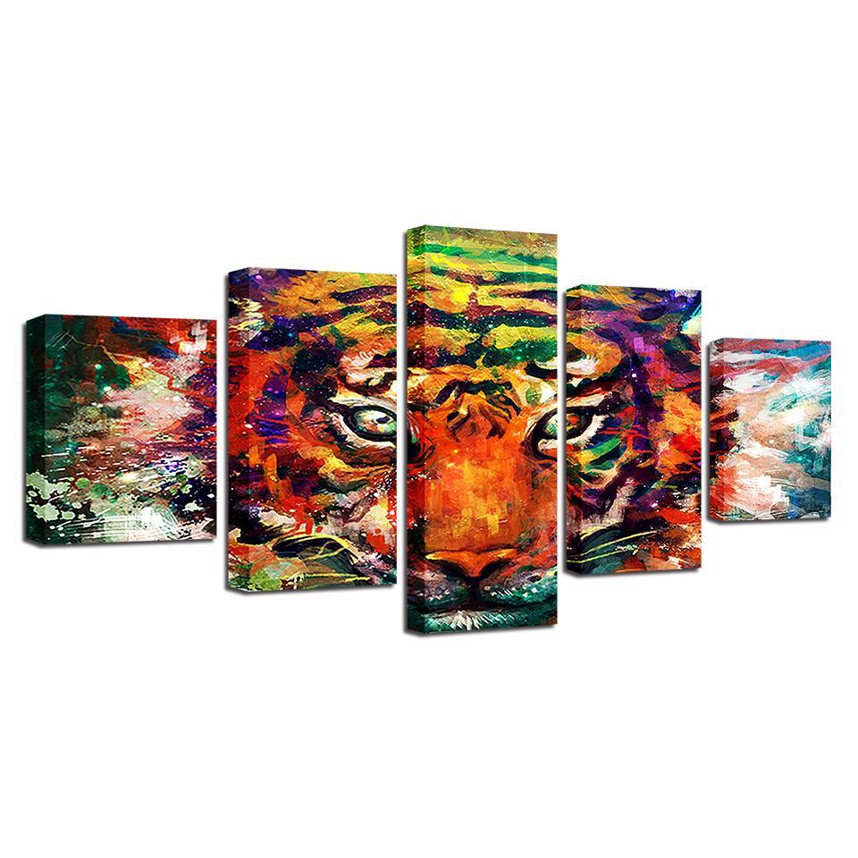 color abstract animal snow tiger abstract animal 5 panel canvas art wall decor 2935