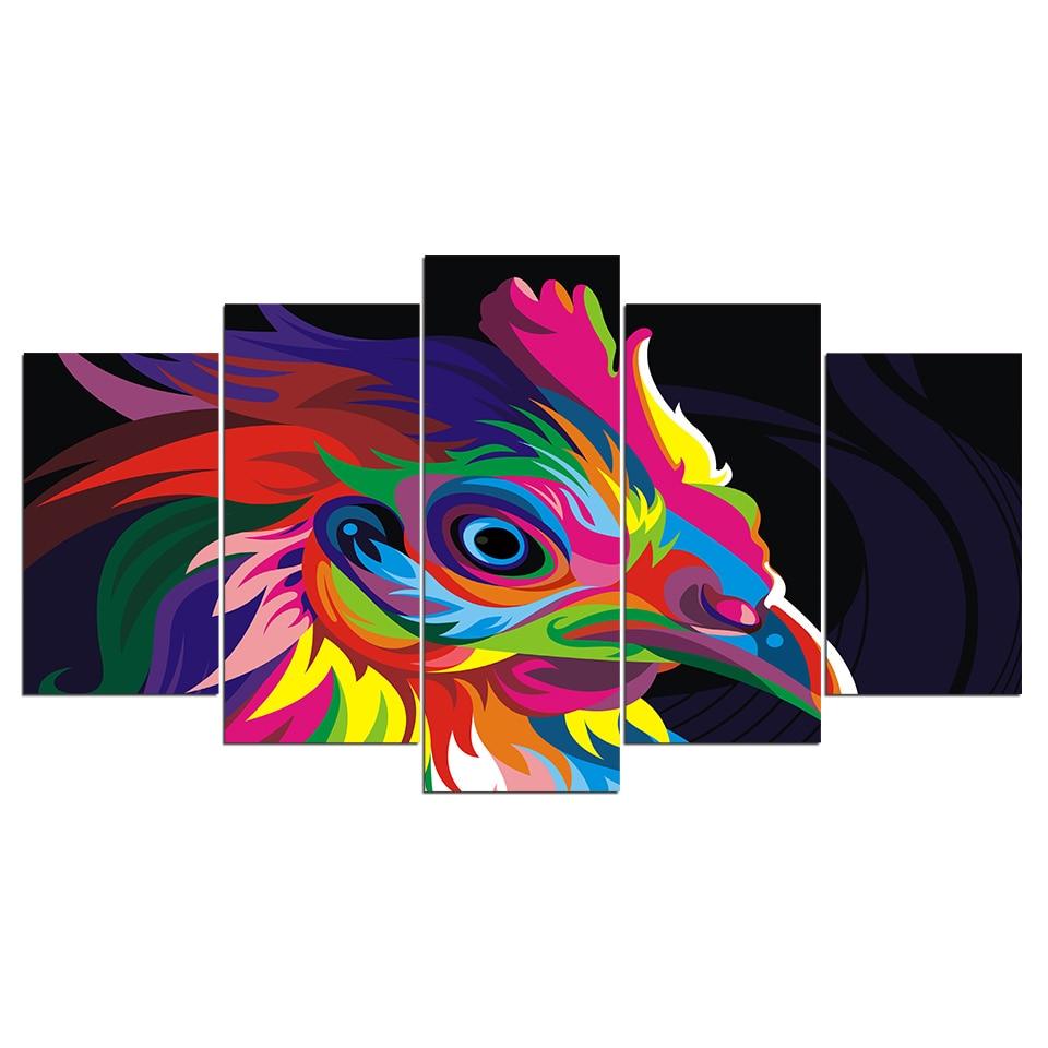 color abstract chicken abstract 5 panel canvas art wall decor 4207
