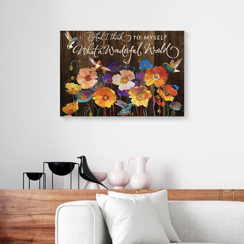 color flowers hummingbird canvas prints wall art decor 5923
