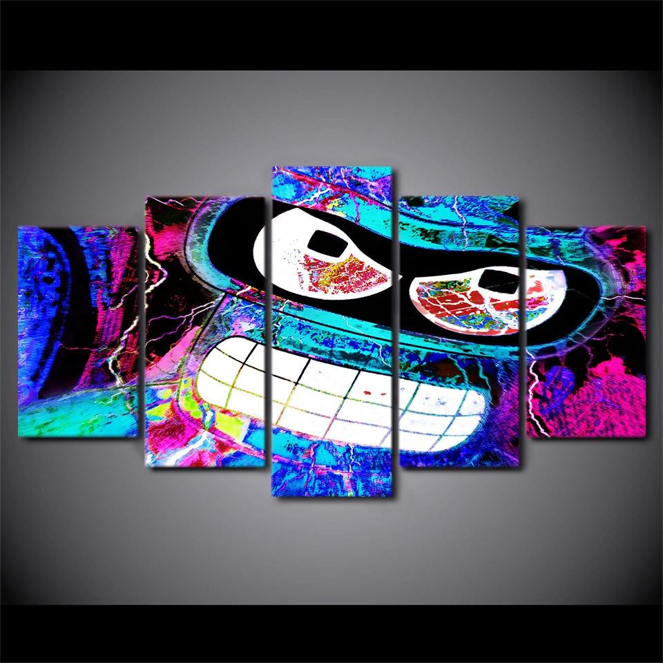 color owl 01 abstract 5 panel canvas art wall decor 4219