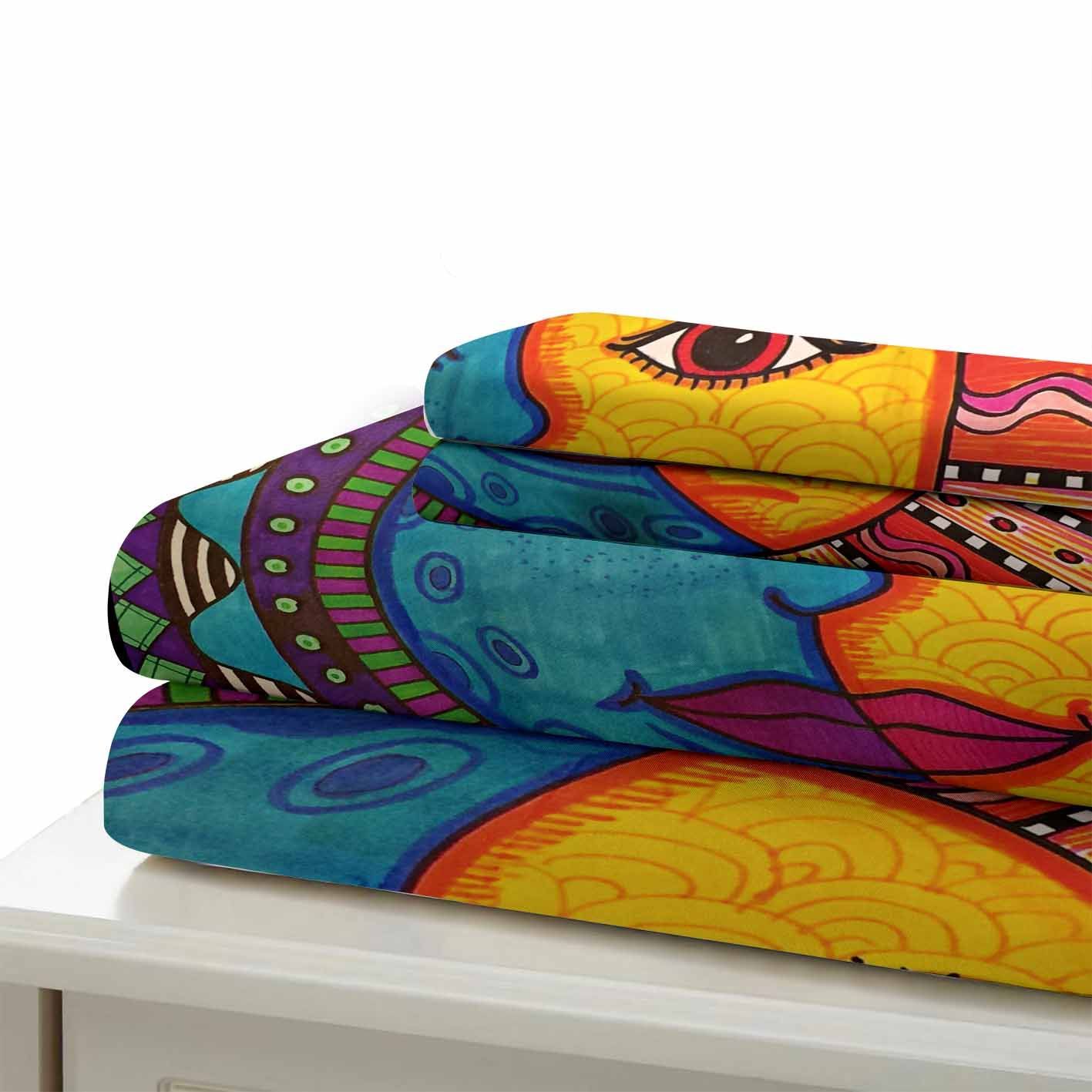 Color Sun And Moon Pattern Printed Bedding Set Bedroom Decor color sun and moon pattern printed bedding set bedroom decor 8410