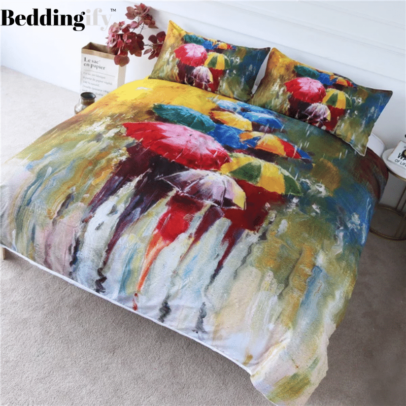 colored umbrella duvet cover bedding set 1396