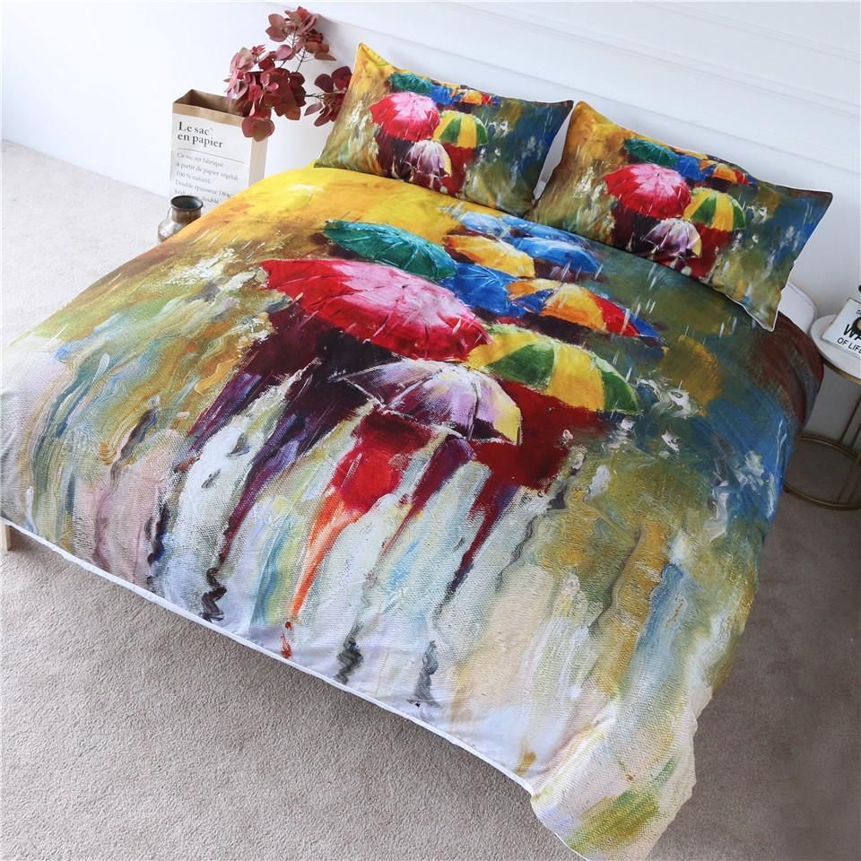 colored umbrella duvet cover bedding set 2460