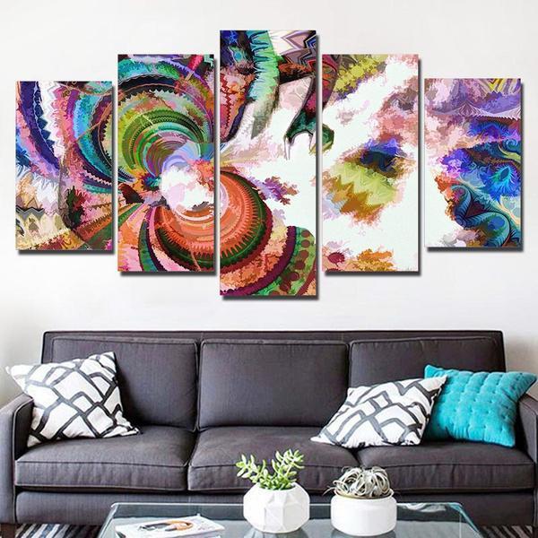 colorful abstract 5 panel canvas art wall decor 7305