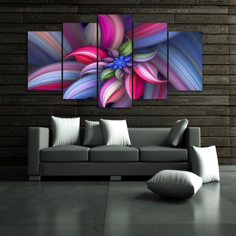 colorful abstract beautiful flower abstract 5 panel canvas art wall decor 4559