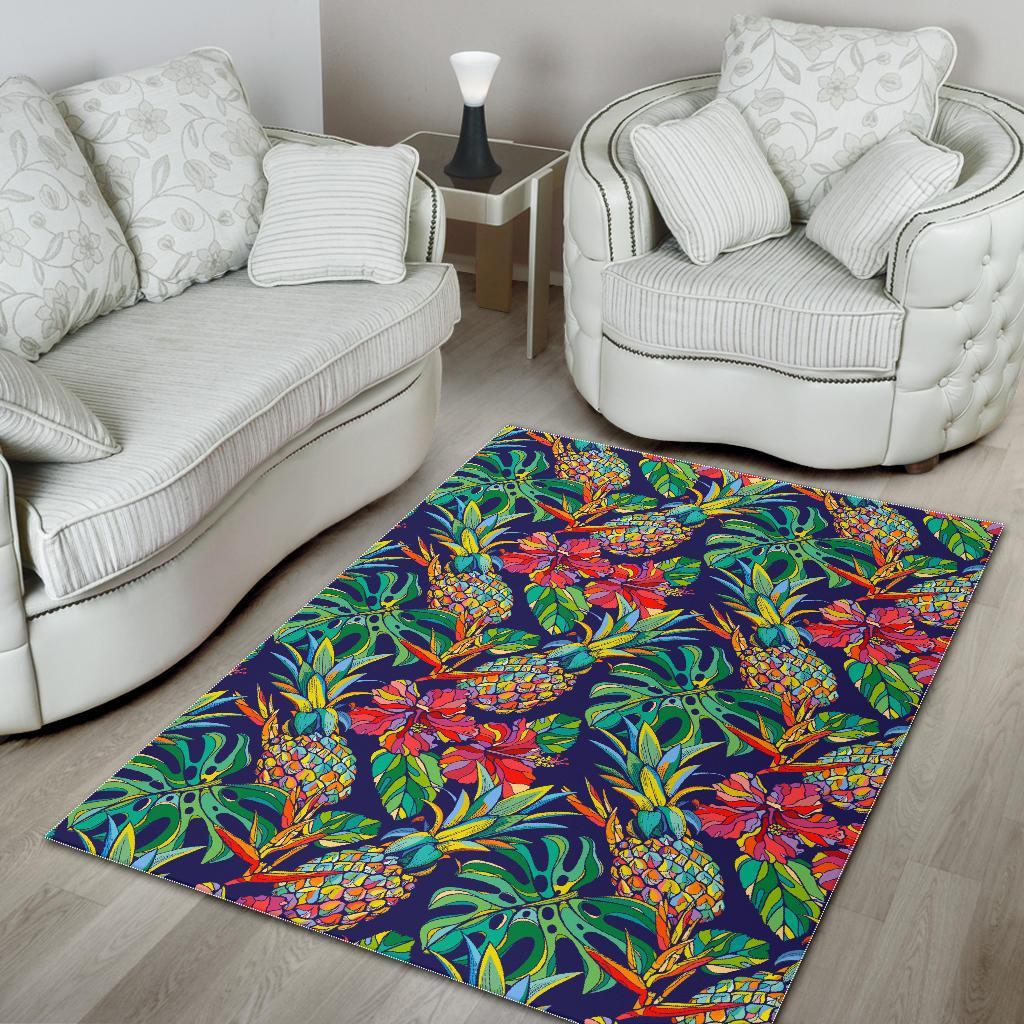 Colorful Aloha Pineapple Pattern Print Area Rug Floor Decor colorful aloha pineapple pattern print area rug floor decor 1335