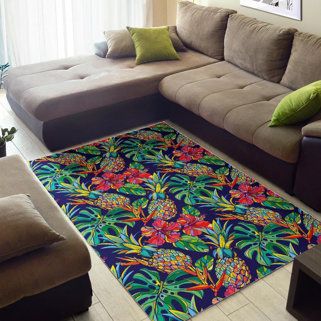 Colorful Aloha Pineapple Pattern Print Area Rug Floor Decor colorful aloha pineapple pattern print area rug floor decor 1489