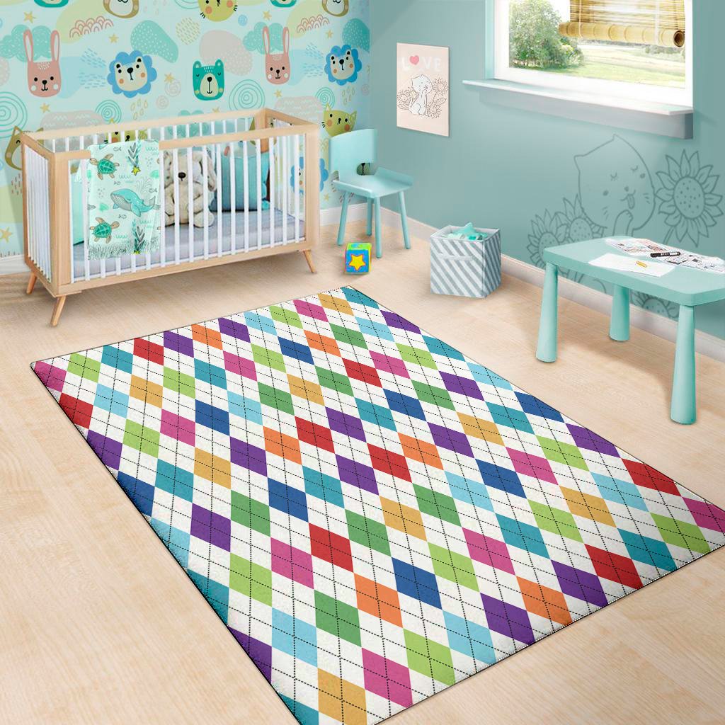 colorful argyle pattern print area rug floor decor 4429