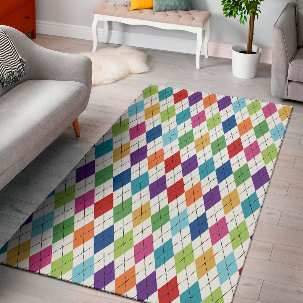 colorful argyle pattern print area rug floor decor 6245