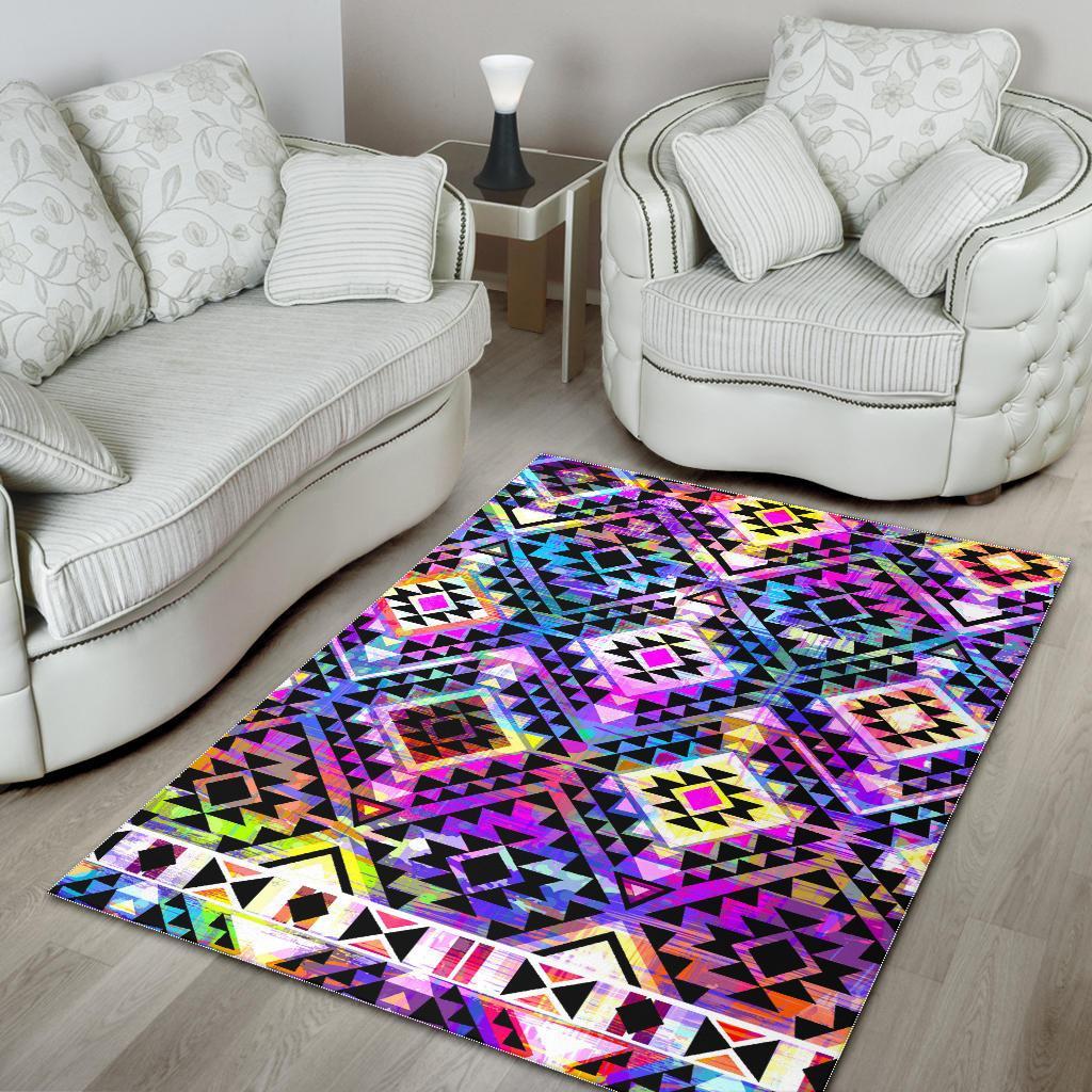 colorful aztec pattern print area rug floor decor 6741