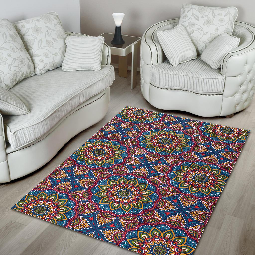 colorful bohemian mandala pattern print area rug floor decor 4676