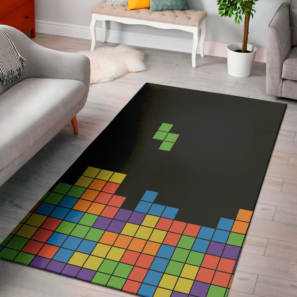 Colorful Brick Puzzle Video Game Print Area Rug Floor Decor colorful brick puzzle video game print area rug floor decor 2321