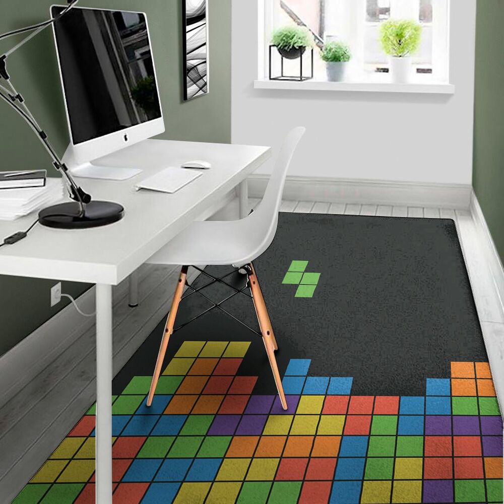 Colorful Brick Puzzle Video Game Print Area Rug Floor Decor colorful brick puzzle video game print area rug floor decor 4750