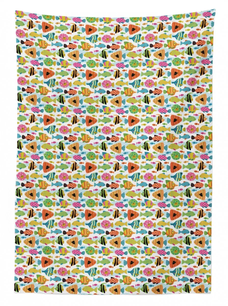 colorful cartoon fish 3d printed tablecloth table decor 4061